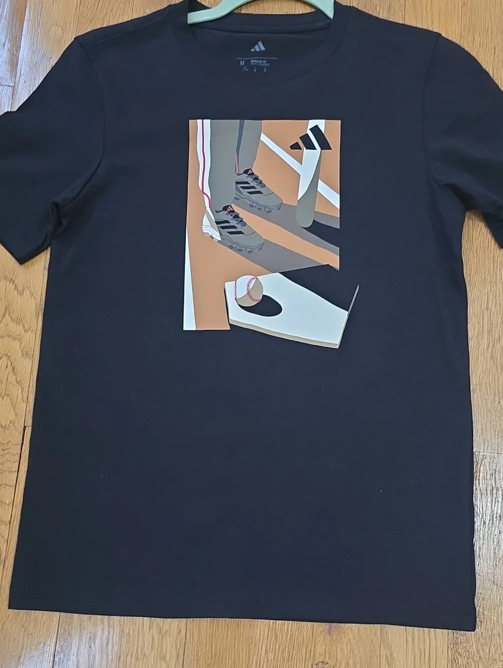 ADIDAS SIGNATURE BRAND BOYS BLACK SHORT SLEEVES BASEBALL TEE SIZE MEDIUM 10/12
